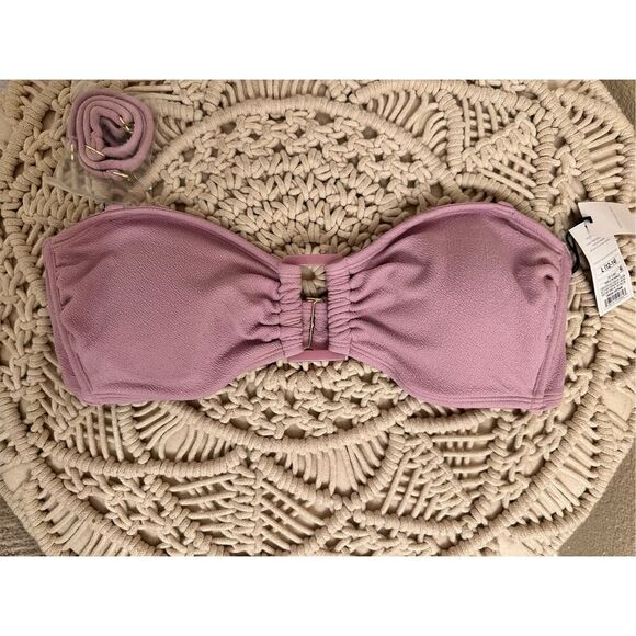 Shade and Shore Purple Bandeau Bikini Top With Optional Straps Size Large - Picture 1 of 3